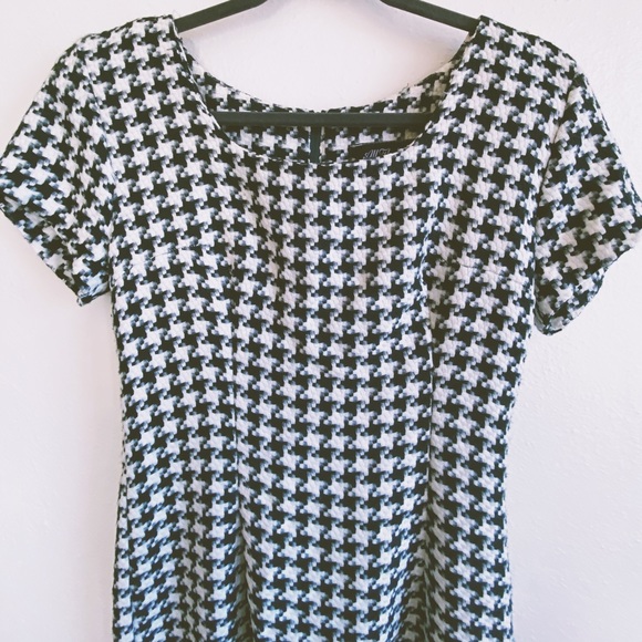 Vintage 50s 60s Green White Herringbone Mod Shift - Picture 2 of 4